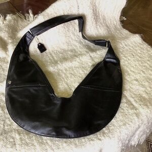 Sash Bag-Black faux leather